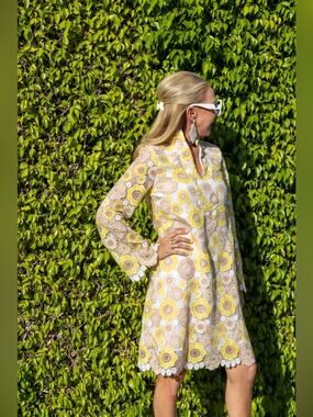 Sail to Sable x Meg McCartney Golden Hour Mini Caftan White Daffodil XS Scallop